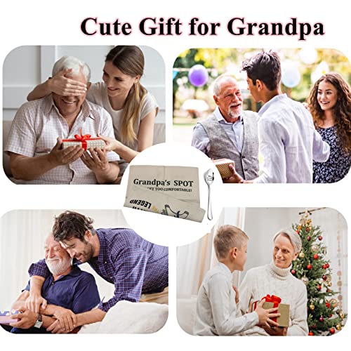 ZUYUROU Grandpa Gifts,2-Pocket Grandpa’s Spot Throw Pillow Covers 18x18 Inch + Engraved Spoon, Fathers Day Birthday Christmas Thanksgiving Day Gifts for Papa, Granddad - color: Grandpa