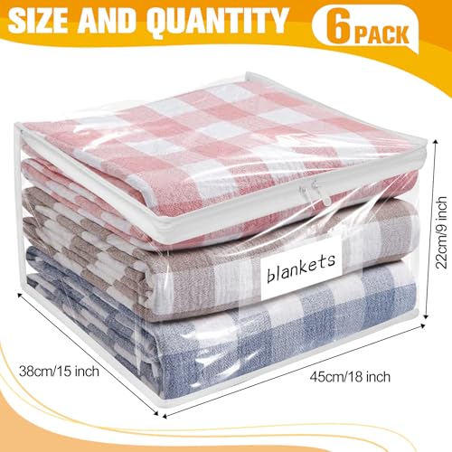 Kikerike Plastic Storage Bags with Easy-Glide Zipper, Pack of 6, Durable Clear Vinyl Zippered Storage Bags for Clothes Sweaters Comforters Blankets Sheets Bedding (18 x 15 x 9 Inch, White) - color: White, size: 18 x 15 x 9 Inch - 6 Pack