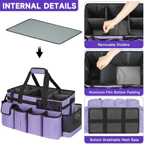 Cleaning Caddy Bag,Extra Large Cleaning Supplies Organizer with Handle for Housekeepers,Purple - color: Purple, size: Extra Large