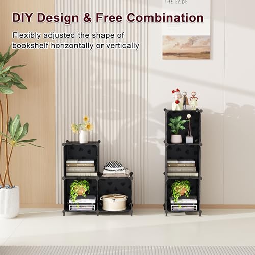 UNKU Cube Storage Organizer, 3 Cube Closet Organizer Storage Shelves, DIY Stackable Bookcase, Clothes Organizer Shelf for Closet, Bedroom, Living Room, Cabinet, Home, Office, Black - color: Black, size: 3cube