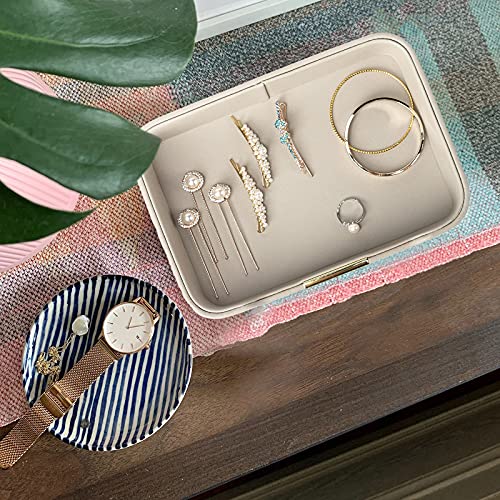 SANZIE Luxury Leather Tray Desktop Storage Catchall Organizer Decorative Tray for Entryway Table to Hold Jewelry Watch Keys Phone Wallet (Metal Gilded, Grey) - color: Grey (Gold)