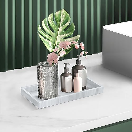 Silicone Bathroom Tray,Shatterproof Silicone Tray for Bathroom Counter,Small Vanity Tray for Bathroom Soap Dispenser Tray Toilet Tank-7.8 * 3.9in - color: Marble Pattern, size: Small-7.8*3.9 in