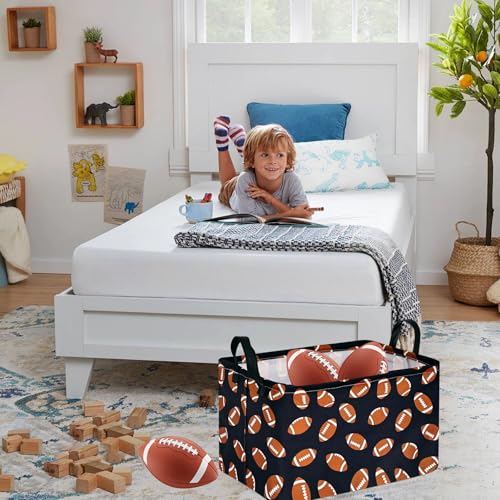 MAIZMZ Kids Hamper Storage Bins Organizer Toy Box Laundry Basket Large Canvas Collapsible Chest for Home/Dorm/Kitchen/Pet/Office/Closet/Shelf/Gift Baskets - color: Football