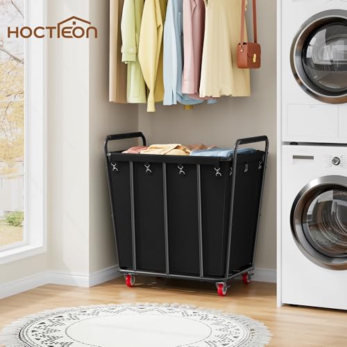 Hoctieon Large Laundry Cart with Wheels, 400L Heavy Duty Laundry Basket Organizer, Rolling Hamper Sorter for Clothes Storage, Industrial Dirty Clothes Hamper for Home & Hotel, Black - color: Black, size: 400L