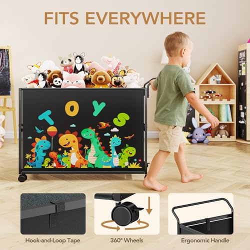 BBLIKE Toy Box for Kids - 200L Extra Large Toy Chest Storage with Wheels for Boys and Girls, Toy Organizer Bin for Stuffed Animals, Toy Basket for Bedroom, Nursery, Living Room, Playroom, Black - color: Black