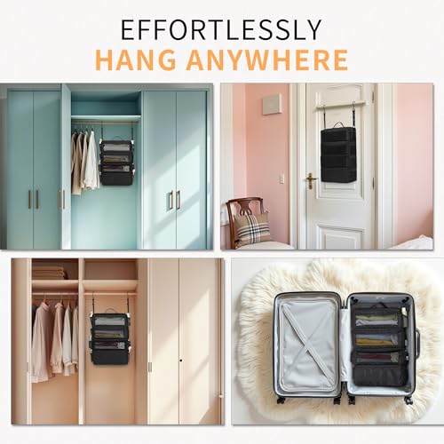 Suitcase Organizer Travel Bags Organizer for Luggage Compression Hanging Packing Cubes for Travel Carry on Closet (Bag Only) - color: Black, size: Medium