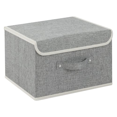 Storage Boxes, Collapsible Storage Bins with Lids, Cotton and linen cloth Storage Baskets with Handle, for Books, Closet, Bedroom, Home, 13x9.1x7.9 in, Grey - color: Grey, size: 13x9.1x7.9in(1-pack)