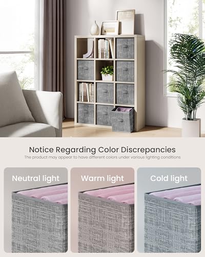 SONGMICS Storage Cubes, 10.2 x 10.2 x 11 Inches Non-Woven Fabric Bins with Double Handles, Set of 8, Closet Organizers for Shelves, Foldable, for Clothes, Cattail Gray UROB826G01 - color: Cattail Gray, size: 8 Pack (10.2"L x 10.2"W x 11"H)