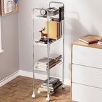 SPACEKEEPER Acrylic Rolling Storage Cart 4 Tier Clear Bathroom Cart Organizer, Transparency Rolling Utility Cart Laundry Room Organization Multifunction Mobile Shelving Unit for Office, Living Room - size: 4 Tier