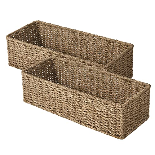 StorageWorks Toilet Tank Basket for Bathroom, Seagrass Storage Baskets for Toilet Tank Top, 2-Pack - color: Natural(seagrass), size: 15 ¾"L x 6 ½"W x 4 ¼"H