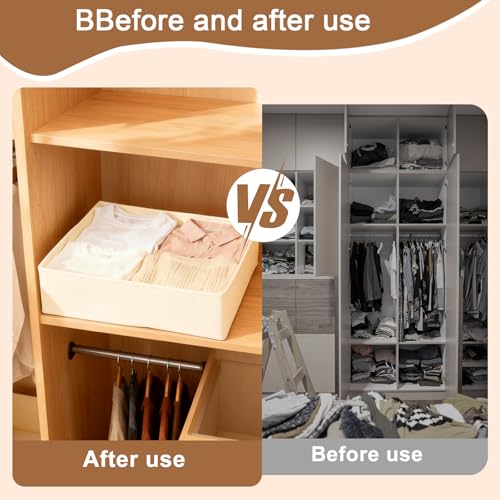 1 Pcs Drawer Organizer Storage Box for Underwear Socks Closet Divider for Wardrobe Dresser Vanity Space Saving Use(Off White) - color: Off White-1, size: Large