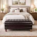 HomePop Deluxe Tufted Storage Bench with Hinged Lid, Espresso - color: Espresso