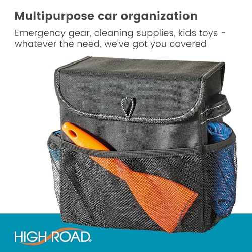High Road Carganizer Car Storage Organizer with Lid - Multipurpose Small Car Storage Box, Back or Front Seat Organizer, Auto Console or Trunk Organizer - Univeral Fit in All Vehicles - size: 9 × 9 × 6 inches