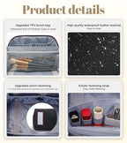 BOYATU Travel Makeup Bags Cosmetic Organizer Bag: 3-Set Large Capacity Make up Bag - PU Leather Toiletry Bags for Women - Wide Open Portable Pouch with Divider & Handle (A-Black) - color: A-Black