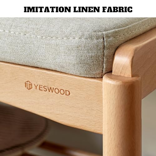 Solid Wood Shoe Bench Assembled, Shoe Rack Bench with Cushion for Entryway, Living Room, Bedroom, Hallway, 11.8" x 23.6" x 16.5", Natural - color: Natural + Light Gray, size: 23.62"