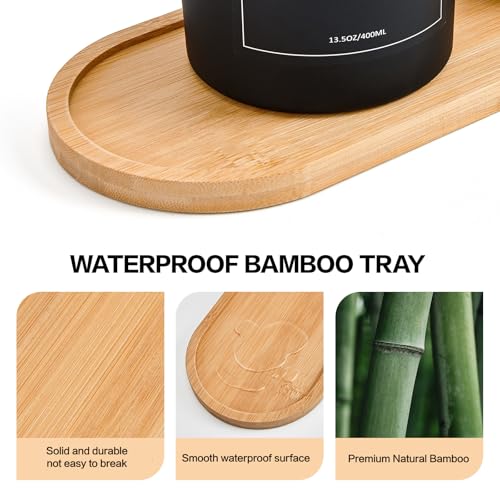 3 Pack Qtip Holder Bathroom Set with Tray,13.5oz Cotton Round Ball Pad Holder Cotton Swab Floss Pick Dispenser,Bathroom Organizers and Storage Container,Glass Apothecary Jars Canisters with Lids-Black