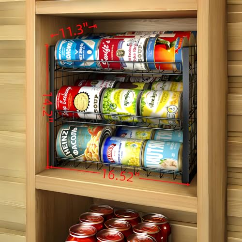 3 Tier Stackable Can Rack Organizer for Pantry, Adjustable Can Holder for Various Ounce of Canned Food Soup Goods Soda Drink, Rolling Tiered Can Dispenser for Kitchen Cupboard Cabinet, 2 Pack - size: 3-Tier 2-Pack