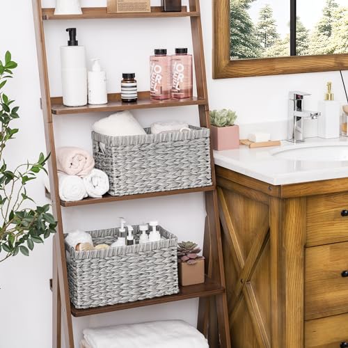 GRANNY SAYS Wicker Baskets with Handles - Gray Storage Baskets (2-Pack) for Organizing Cabinet, Coffee Table - color: Gray, size: 13"L x 8 ¼"W x 7"H