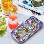 Ice Cube Tray with Lid and Bin for Freezer, 2 Pack, 64 Pcs Ice Cube Mold (Purple) - color: Purple