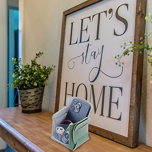 Valet Tray, Key Bowl for Entryway Table with Transparent Window, Small Decorative Holder Basket for Keys, Watches, Coins, Catchall Storage Organizer for Nightstand, Dresser, Green/Grey - color: Green