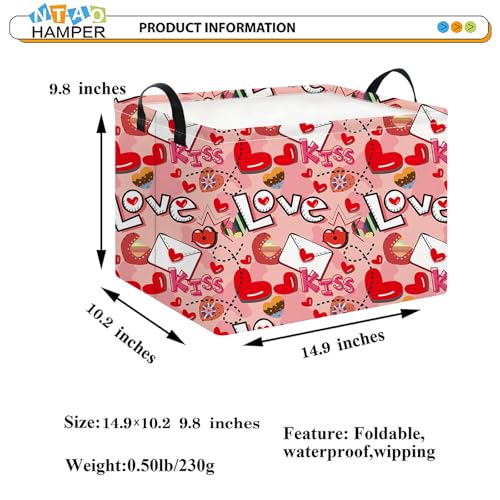 NTAOHAMPER Mothers Day Gifts Love Letter Fabric Storage Basket Empty with Handles, Books Box, Baby Shower Baptism Lovely Storage24L(Love Letter) - color: Love Letter