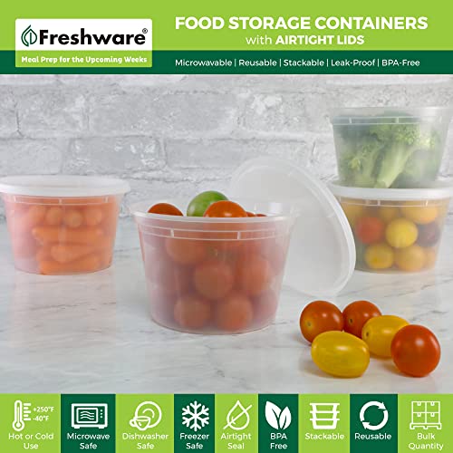 Freshware [240 Pack] 16 oz Food Storage Containers with Lids, Plastic Containers, Freezer Safe | Meal Prep | Stackable | Leakproof | BPA Free, Clear - size: 16 oz - 240-Sets