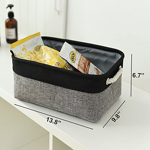 TheWarmHome Storage Basket for Organizing - 14x10x7 inch Medium 3 Pack Collapsible Storage Bin for Shelves with Rope, Fabric Storage Cubes for Organizer Cloth Gift Toy Closet (Black & Grey) - color: Black&Grey, size: 3PCS/Medium -13.8Lx9.8Wx6.7H