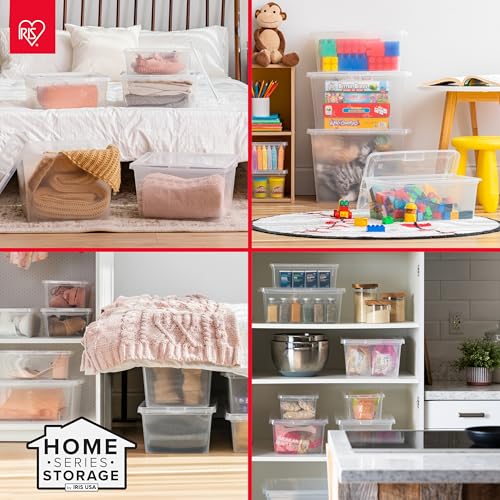 IRIS USA 4-Pack Storage Bins with Lids, 17 Quart, Shoe Boxes Clear Stackable Containers Organize Shoes Closet Shelves, Classroom Organization Teacher Tools, Game Storage - BPA-Free Plastic - size: 17 Qt, style: 4 Pack
