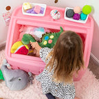Step2 2-in-1 Toy Box & Art Lid, Kids Toy Storage Bin & Organizer, Easel & Chest in One, Made of Durable Plastic, For Toddlers 2+ Years Old, Pink - color: Pink