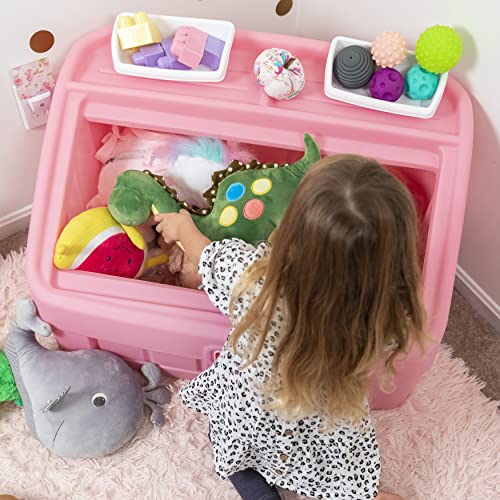 Step2 2-in-1 Toy Box & Art Lid, Kids Toy Storage Bin & Organizer, Easel & Chest in One, Made of Durable Plastic, For Toddlers 2+ Years Old, Pink - color: Pink