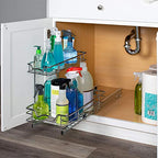 HOLDN’ STORAGE Under Sink Organizers and Storage - 2 Tier slide out Cabinet Organizer With Sliding Drawers For Inside Cabinets- Lifetime Limited Warranty 11" W x 18" D x 15”H, Chrome - size: 11" W x 18" D