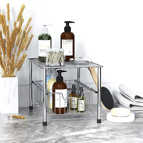 Simple Houseware Chrome Metal Stackable Storage Rack, 16.75 in L x 10.8 in W x 10.25 in H - color: Chrome