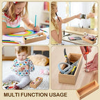 Kigley 8 Pieces Bamboo Drawer Organizer Kitchen Utensils Wooden Utensil Stackable Wooden Storage Box Bamboo Silverware Tray for Drawer(9 x 3 x 2 Inch,Wood) - size: 9 x 3 x 2 Inch