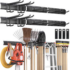 Garden Tool Organizer Wall Mount, 96 inches Tool Storage Rack with Adjustable Hooks, 600lbs Adjustable Heavy Duty Metal Hooks, Yard Shed Rack Holder System Hanging Rake Broom Mop Snowboard, Men Gift - size: 96"