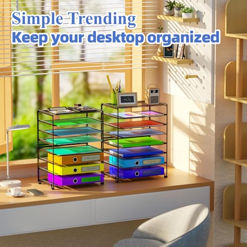 Simple Trending 2 Pack 8 Tier Letter Tray Paper - Mesh Desk File Organizer for Office School Desktop, Black - color: 2 Pack 8 Tier Black-Mesh Desk