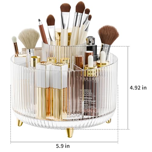 fanado 360° Rotate Makeup Brush Holder Organizer, Makeup Organizers Countertop, Makeup organization and Skincare Storage for Vanity, Desktop, Bathroom (Clear) - color: Clear