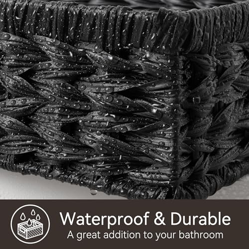 GRANNY SAYS Wicker Storage Baskets for Shelves, Wicker Basket for Organizing, Shallow Basket, Woven Baskets for Pantry Storage, Black, 1-Pack - color: Black, size: 15¼"L x 11¾"W x 4¾"H