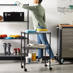 Amazon Basics 3-Shelf Adjustable Heavy Duty Storage Shelving Unit on 2" Wheels, Metal Wire Rack for Garage, Utility Shelving with Leveling Feet, 23.2"L x 13.4"W x 32.75"H, Black - color: Black