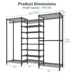 VIPEK S3 Heavy Duty Garment Rack Freestanding Clothes Rack Closet Storage Organizer Large Wardrobe with 6-Tier Shoe Rack, Hanging Rod, Adjustable Shelf, 68.9" L x 15.7" W x 76.4" H, Black - color: Black, style: S3