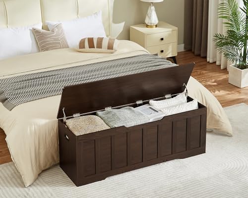 VANKILEY 51.2" Storage Chest Extra Large,Storage Bench with 2 Safety Hinges,Shoe Bench,51.2 * 15.7 * 19.1 inches,Wooden Trunk for Bedroom,livingroom,entryway,Supports 220 lb,Easy Assembly(Espresso). - color: Espresso