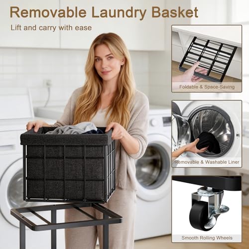 120L Vertical Rolling Laundry Hamper with Removable Bags, 3 Section Laundry Basket with Wheels, Slim Tall 3 Tier Laundry Sorter for Small Spaces, Dorm, Laundry Room, Bathroom, Closet, Black - color: Black, size: 3 Tier
