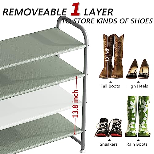 INGIORDAR Shoe Rack 4 Tier Long Storage Organizer Wide Metal Shoe Shelf for Closet Entryway Grey - color: Grey, size: 4 Tier