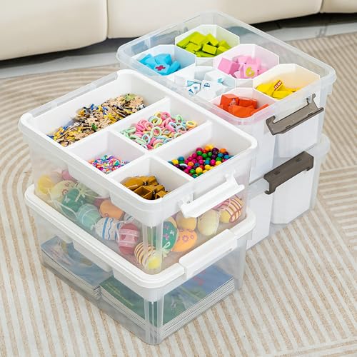 Citylife 17 QT Plastic Storage Bins Clear Storage Box with Lids Multipurpose Stackable Storage Containers for Organizing Tool, Craft, Crayon, 4 Packs - size: 4 Pack-17 QT-W
