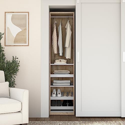 Bestar Cielo Closet Organizer, 20-inch Rustic Brown and White Wardrobe for Bedroom, Mudroom, Entryway, or Kitchen Pantry - color: Rustic Brown and White