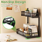 Under Sink Organizer 4-Pack, Metal 2-Tier Pull-Out Cabinet Shelf with Slide-Out Mesh Drawers, Height Adjustable, Space-Saving Storage Racks for Kitchen, Bathroom, Laundry Room - color: Black-4 Pack