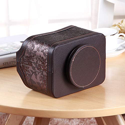 PUSU Leather 360°Rotatable Remote Control Holder,Nightstand TV Remote Caddy,Office Supplies Desktop Organizer,Spinning Storage Box for Pen,Mail,Phone,DVD, Blu-Ray, Media Player, Heater Controllers - color: 1 Retro