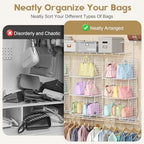 Sonyabecca Purse Storage Organizer for Closet : Adjustable 3-Pack Dividers Handbag Organizer - Stackable Wire Handbags Storage Baskets -Open Cabinets Wallets Tote Chain Bags Clutches -White - size: 3-pack large