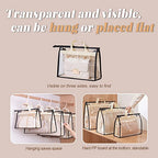fazhongfa 5 PCS Hanging Handbag Storage Organizer Non-Woven Transparent Dust-proof Homewares Purse Wallet Closet Storage Bag with Zipper and Handle (S) - size: S