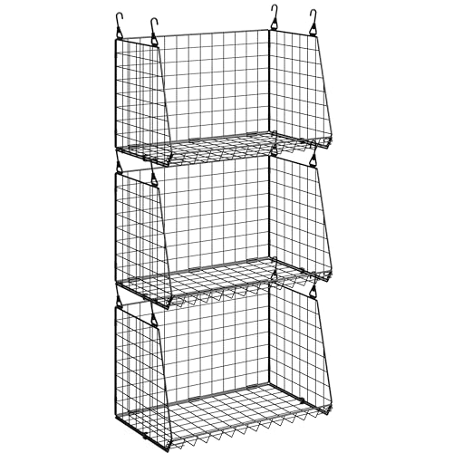 Sonyabecca 3-Pack Hanging Laundry Baskets, Foldable Metal Wire Shelves with 360° Rotating Hooks, Space-Saving Over Washer/Dryer or Closet Storage for Laundry Room & Closet Organization, Black - size: 3-Pack 15.74*11*35.43inch
