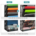 Jakyitvi File Organizer Wall Mounted, 4 Tiers Durable Adjustable Metal Desk Organizer, Desktop Hanging File Holder with 4 Pen Slots Stable, 4 Pull-Out Divider for File, Mail, Black, Patent Pending - size: 5 Tier & Metal